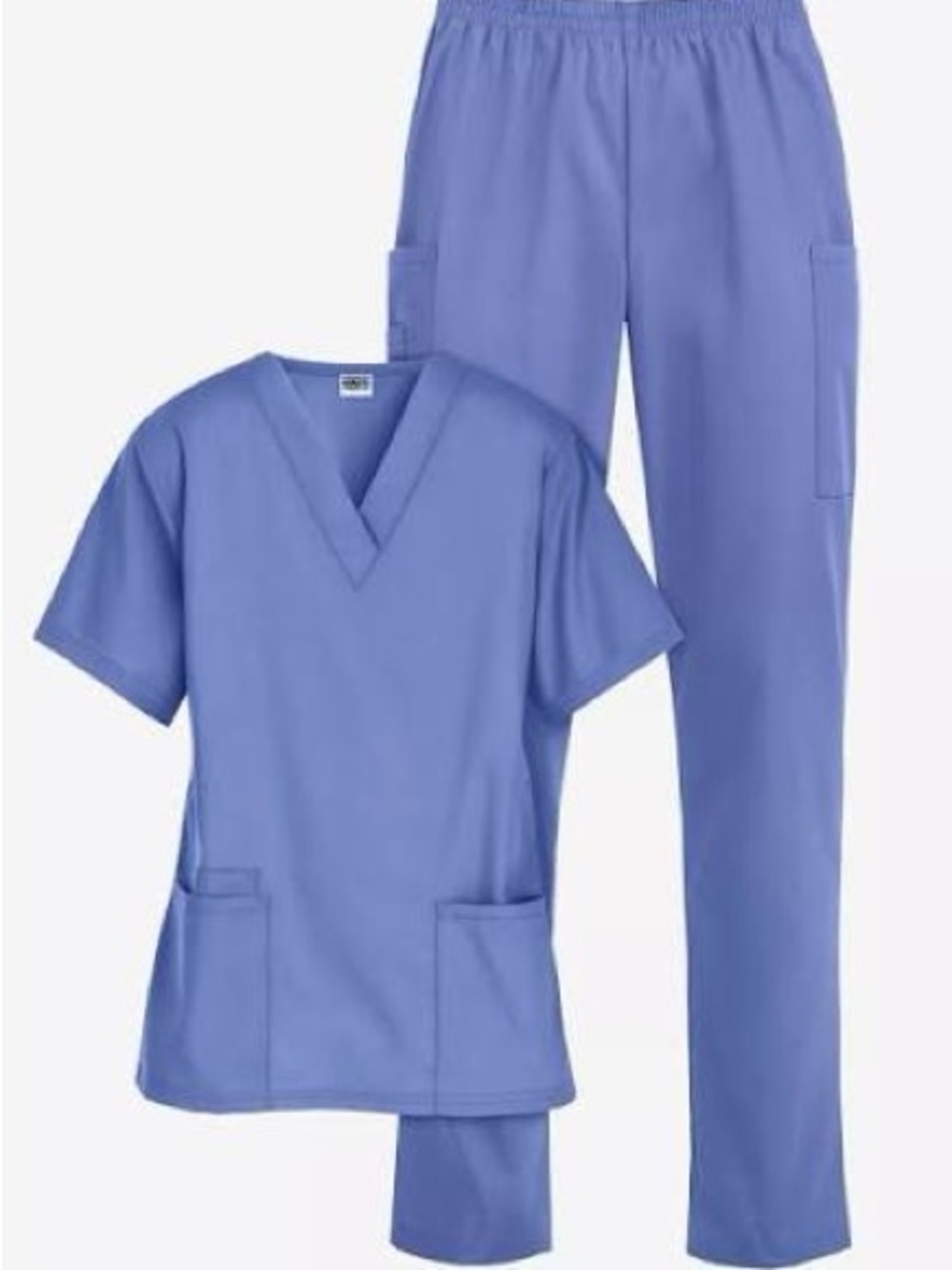 Women's Light Blue V-Neck Medical Scrub Top and Pants